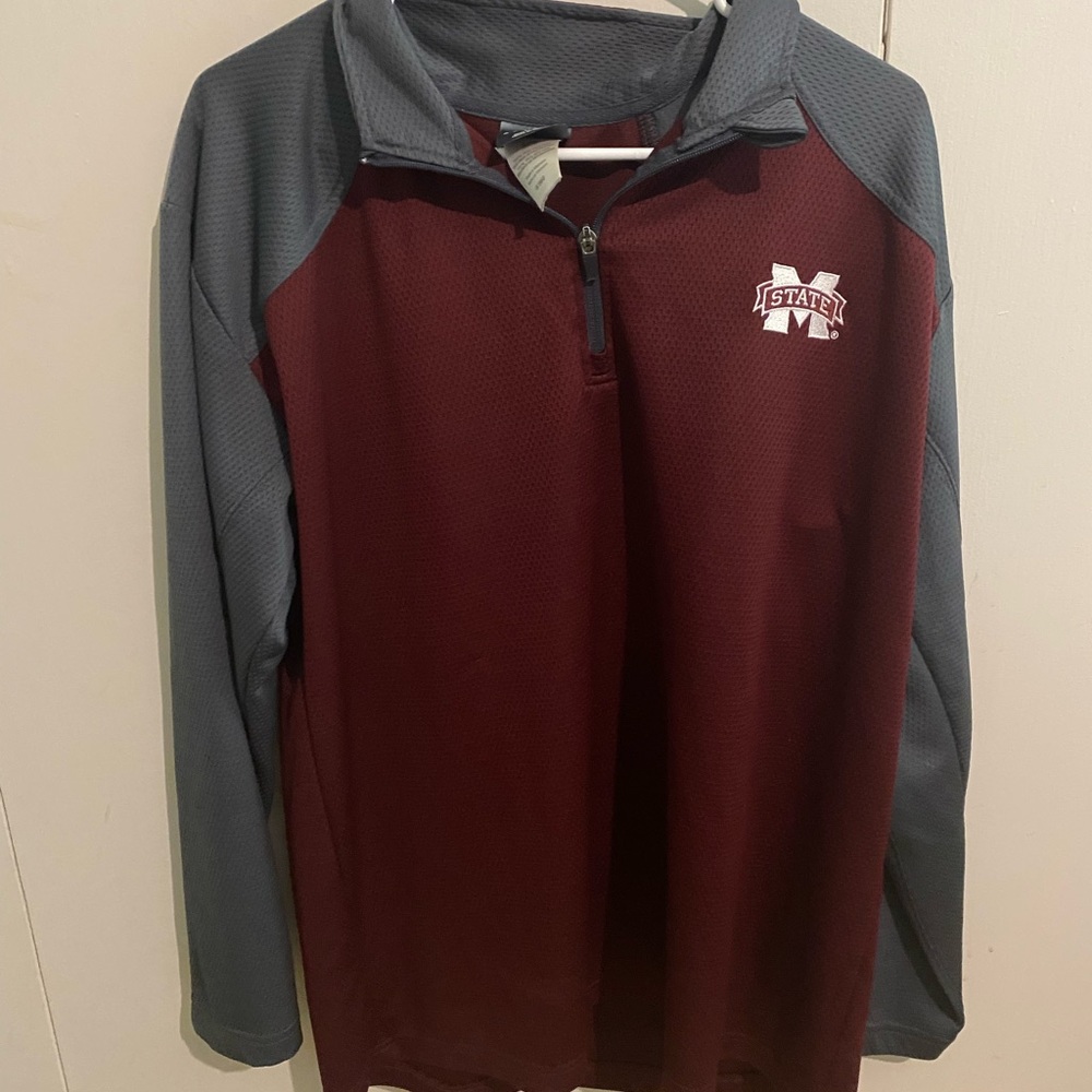 Maroon and Gray Quarter-Zip Pullover